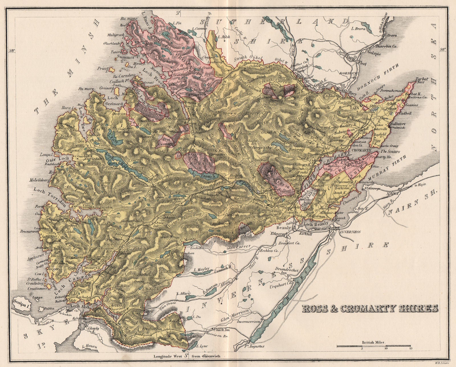 ROSS-SHIRE & CROMARTYSHIRE. Antique county map. Scotland. LIZARS 1885 old